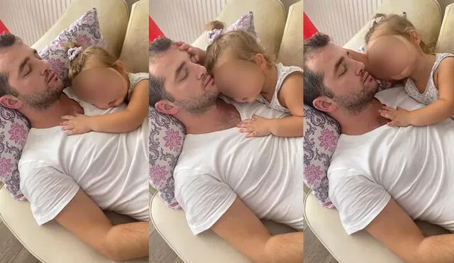 El padre también aprovechó el momento para darle un beso en el cachete a su hija. Foto: captura de YouTube