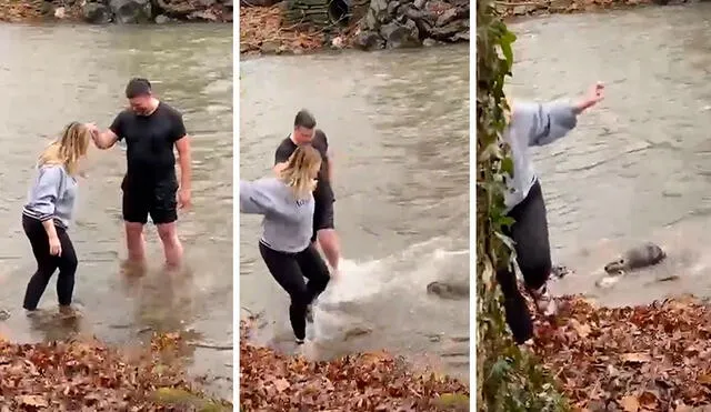 Una joven grabó el preciso momento en que sus amigos salieron corriendo del río para evitar el ataque de un enfurecido castor. Foto: captura de YouTube