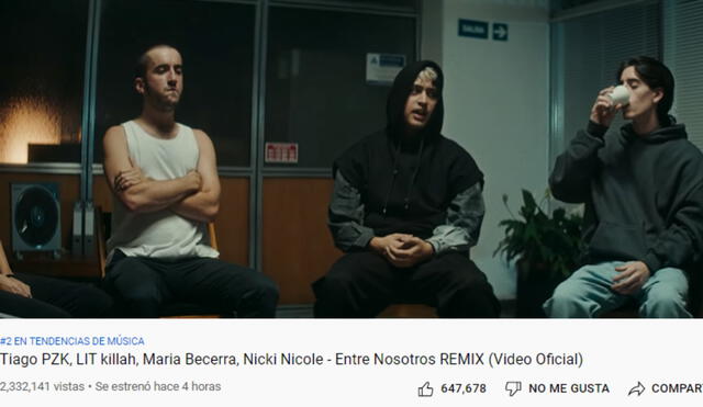 "Entre nosotros remix" ha logrado dos millones de reproducciones en solo horas. Foto: captura de YouTube