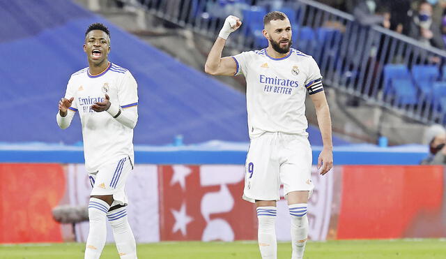 Jerarquía. Benzema y Vinicius son los máximos goleadores de La Liga esta temporada. El francés suma 17 y el brasileño 12. Foto: difusión