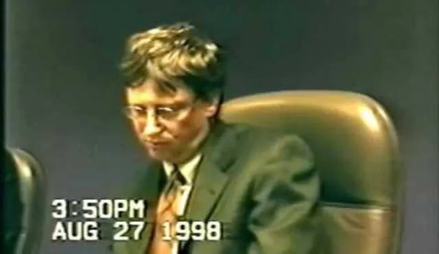 Bill Gates tuvo que declarar personalmente ante el Departamento de Justicia de Estados Unidos el 27 de agosto de 1998. Foto: YouTube