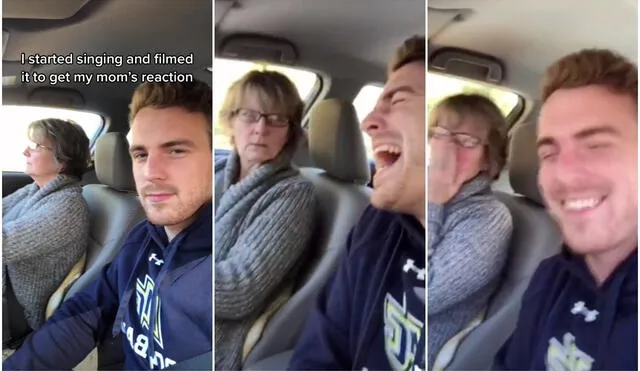 La increíble reacción de una mujer al escuchar cantar a su hijo por primera vez. Foto: captura de TikTok.