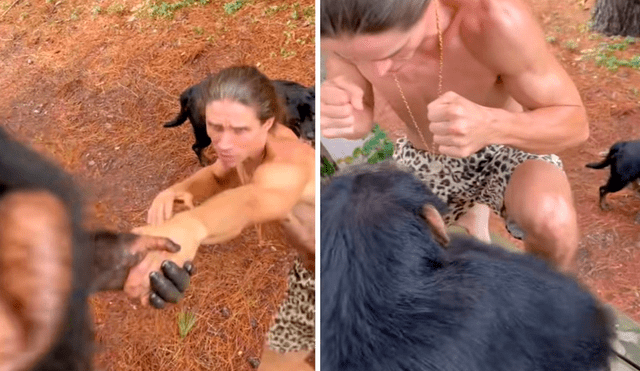 Las imágenes del chimpancé ayudando al humano sorprendieron a los usuarios en redes. Foto: captura de TikTok