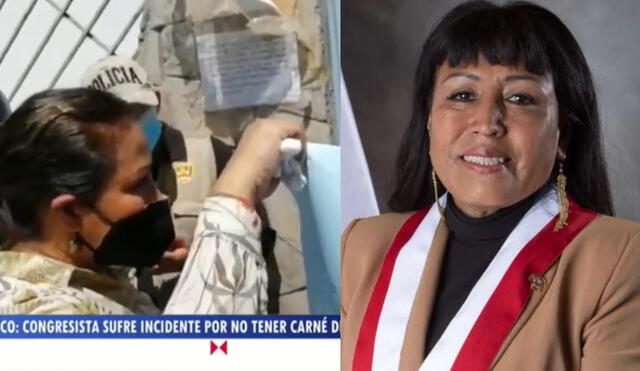 Personal del Gobierno Regional de Huánuco impidió el ingreso de la congresista Elizabeth Medina, de Perú Libre, quien no está vacunada, pese a inicio de la tercera ola de contagios de la COVD-19. Foto: composición/Congreso/TV Perú