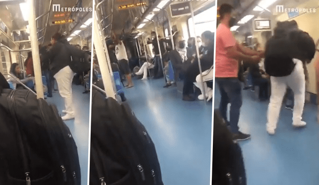 Luego de que la enfermera retirara del metro a la mujer sin mascarilla, los pasajeros le aplaudieron por su acción. Foto: composición LR / Fabrizio Oviedo. Video: Metrópoles.com