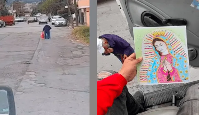 Un hombre que transitaba por la calle mexicana le entregó dinero y el abuelito se puso a llorar de emoción. Foto: captura de Facebook