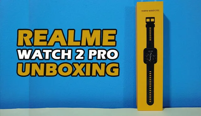 El reloj inteligente de Realme llega en una caja larga de color amarillo. Foto: Edson Henriquez