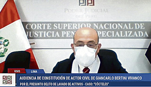 Resolución. Juez Víctor Zúñiga dirige audiencias del caso Cócteles. Foto: captura Justicia TV