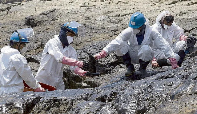 La presidente de la OEFA aseguró que la zona afectada por el derrame de petróleo sería de 18.000 m². Foto: AFP