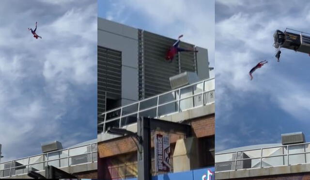Animatrónico de Spider-Man sufre falla y choca contra una pared en Disneyland. Foto: captura de TikTok.