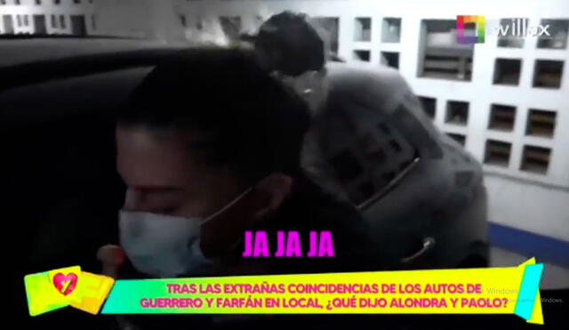 Alondra García se rie tras ampay a Paolo Guerrero. Foto: Willax Tv