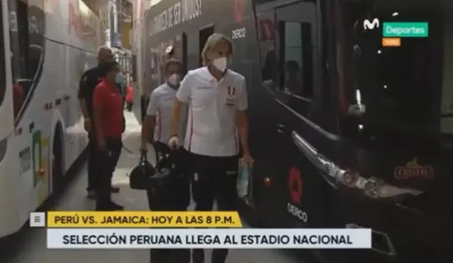 Perú vs. Jamaica: selección peruana llegó al Estadio Nacional. Foto: Captura Movistar Deportes