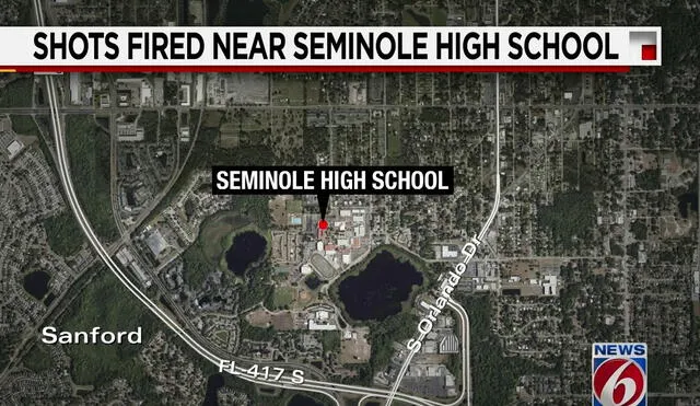 El suceso ocurrió en el colegio Seminole High School, Estados Unidos. Foto: captura de News 6 WKMG