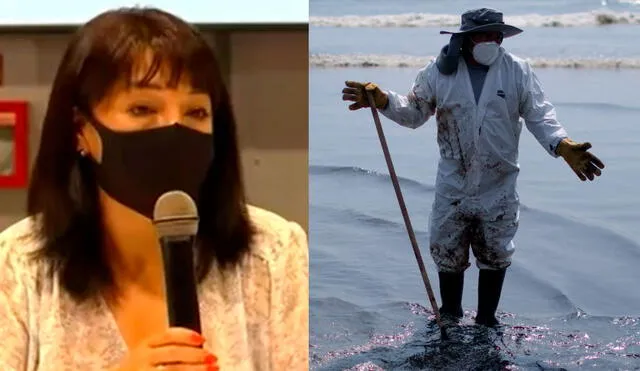 Mirtha Vásquez informó sobre las acciones que toma el comité de crisis para paliar las consecuencias del derrame de petróleo en el mar. Foto: captura de TV Perú