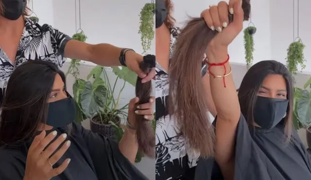 Ivana Yturbe llevó su cabello a un centro de acopio para que sea utilizado en la limpieza del mar. Foto: captura Ivana Yturbe /Instagram