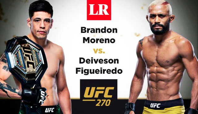 Brandon Moreno vs. Deiveson Figueiredo uno de los duelos estelares de la UFC 270. Foto: composición LR
