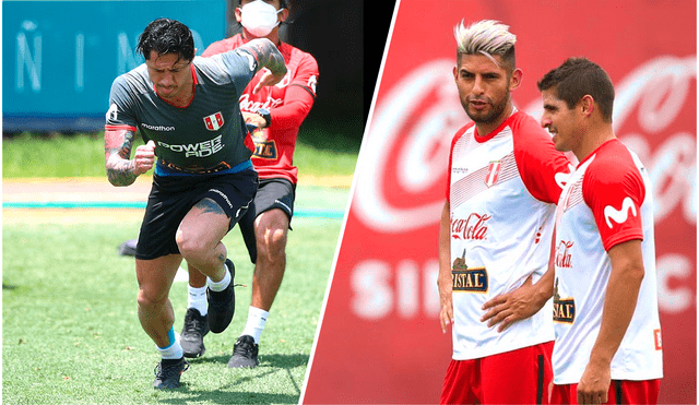 Lapadula y Zambrano en los entrenamientos de Perú. Foto: composición/ selección peruana/ Carlos Zambrano twitter