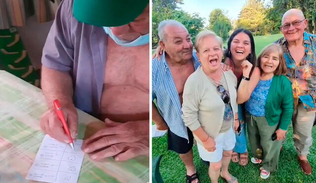 Una joven sorprendió a sus abuelos con un tierno detalle luego de que mostró a cada uno el tatuaje que se hizo en el brazo. Foto: captura de YouTube