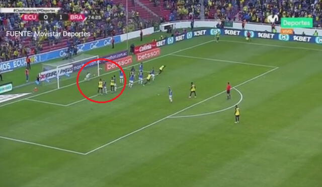 Brasil vs. Ecuador: Felix Torres igualo el marcador en Quito. Foto: Captura Movistar Deportes