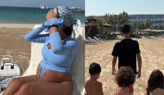 Una vida llena de lujos. Georgina Rodríguez saca su lado más maternal en tiernas fotos junto a los hijos de Cristiano Ronaldo en la playas de Dubai. Foto: Georgina Rodríguez/ Instagram