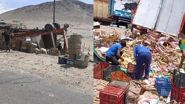 Un camión llegó al lugar para continuar con el trasladado de la mercadería hacia Arequipa. Foto: composición LR/difusión/Frase Corta