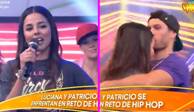 Luciana Fuster y Patricio Parodi estuvieron cerca de darse un beso durante dinámica de Esto es Habacilar. Foto: composición/captura de América TV