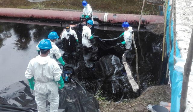 Trabajos iniciados tras el derrame en Oleoducto Norperuano. Foto: Gilter Yuyarima - CAAAP