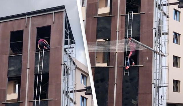 Bombero búlgaro escala un edificio con facilidad y es comparado con Spider-Man. Foto: captura de TikTok.