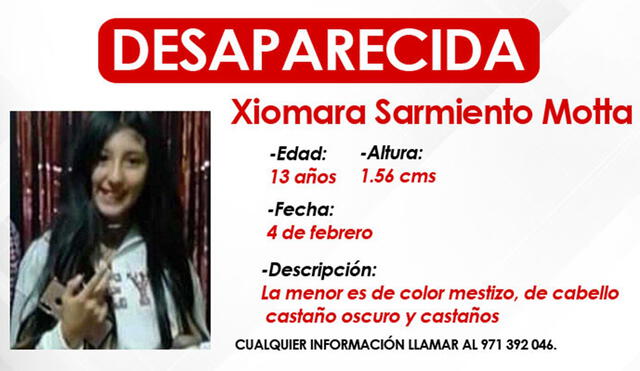 Para cualquier información sobre el paradero de Xiomara Sarmiento Motta, puede comunicarse al siguiente número: 971 392 046. Foto: La República