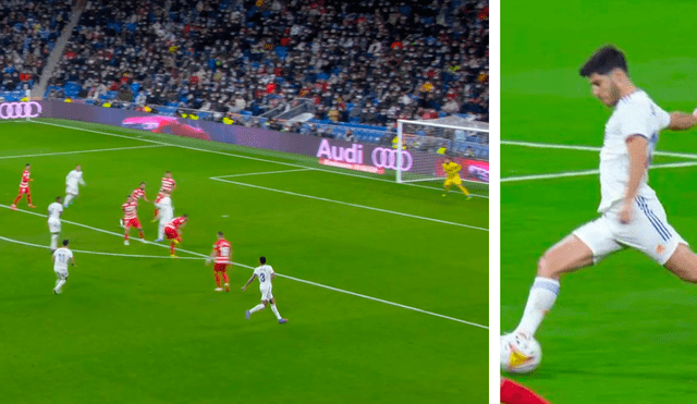 Marco Asensio puso el 1-0 del Real Madrid contra el Granada. Foto: captura ESPN/composición