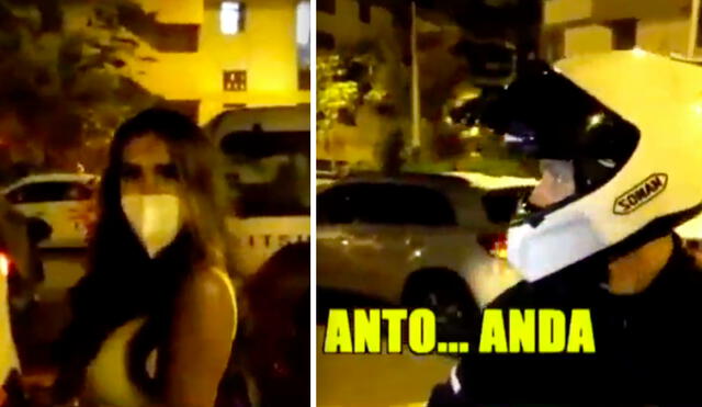 "Anto, anda", le dijo Melissa Paredes para que Anthony Aranda emrumbe en su moto. Foto: captura ATV