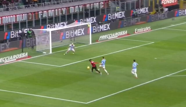 Rafael Leão anotó el primer gol del partido entre AC Milan y Lazio por la Copa Italia. Foto: captura de ESPN