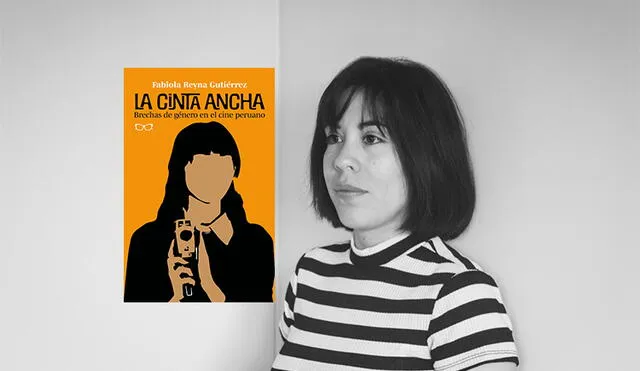 Fabiola Reyna Gutiérrez. A lado, portada de su libro sobre aspecto de género en el cine peruano.