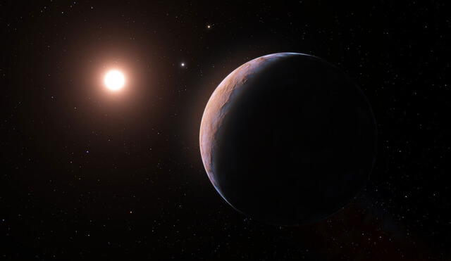 Impresión artística de Próxima d, el nuevo planeta descubierto, orbitando a la estrella Próxima Centauri. Foto: ESO