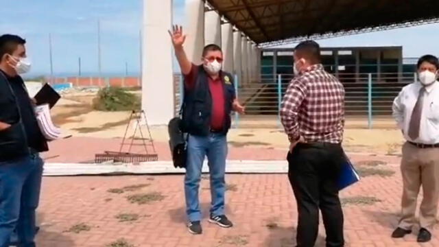 Fiscal anticorrupción Luis Ramos Rioja inspeccionó obra del Polideportivo en El Alto. Foto: La República.