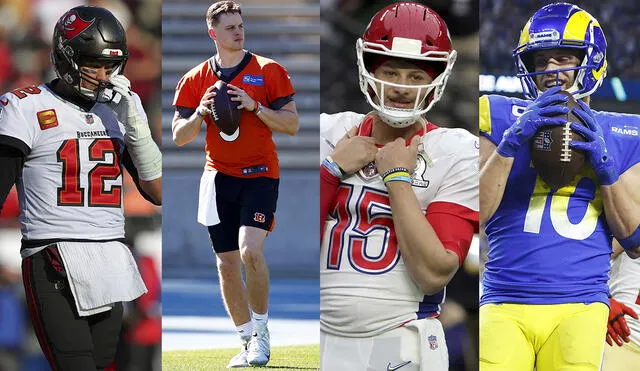 Tom Brady, Joe Burrow, Patrick Mahomes y Cooper Kupp son los mejores jugadores de la NFL de esta temporada. Foto: composición de AFP