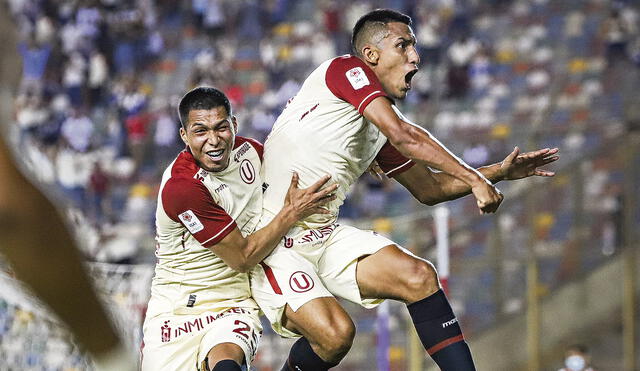 Grito de gol. Valera anota y rompe la mala racha, pues desde 1945 que la ‘U’ no goleaba en las dos primeras fechas del torneo local. Foto: Universitario