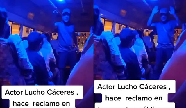 El actor Lucho Cáceres fue captado protagonizando un reclamo dentro de un vehículo de transporte público. Foto: captura/TikTok