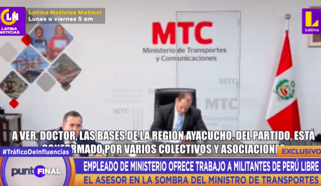 Trabajador del MTC favorecería a personas cercanas a Perú Libre en procesos de selección. Foto: captura de Punto Final