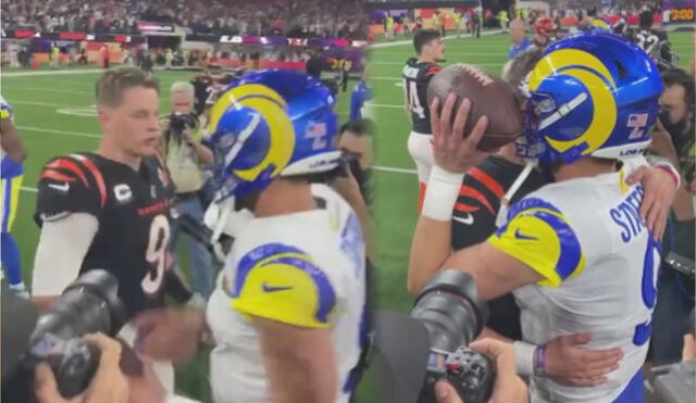 Super Bowl 2022: Stafford y Burrow se dieron un emotivo abrazo en la final de la NFL. Foto: captura