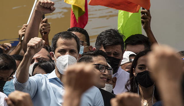 El líder venezolano Juan Guaidó asistió a una protesta convocada por opositores al Gobierno de Nicolás Maduro el 12 de febrero. Foto: AFP
