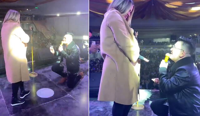 Deyvis Orosco aprovechó su concierto por San Valentín para pedirle matrimonio a la madre de su hijo. Foto: Cassandra Sánchez La Madrid/Instagram