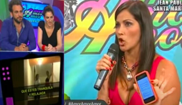 "Estoy molesta por la manera en que se han referido hacia mi persona", expresó Pierina Carcelén en Amor, amor, amor. Foto: captura Latina