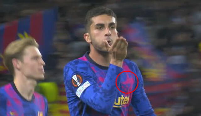 Barcelona vs. Napoli: Ferran Torres juega con camiseta sin escudo del club azulgrana. Foto: captura ESPN