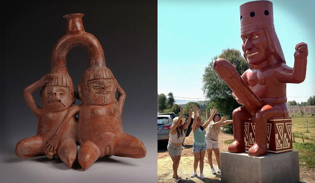 La representación de este huaco erótico gigante ha captado la atención de turistas nacionales y pobladores. Foto: Museo Larco/Municipalidad Distrital de Moche