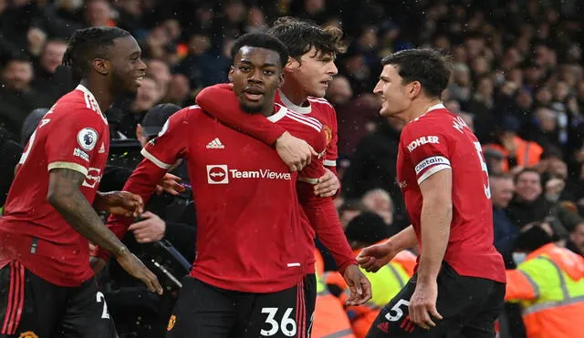 El triunfo vino desde la banca. Elanga anotó el 4-2 para el Manchester United. Los de Rangnick se mantienen en puestos de Champions. Foto: AFP