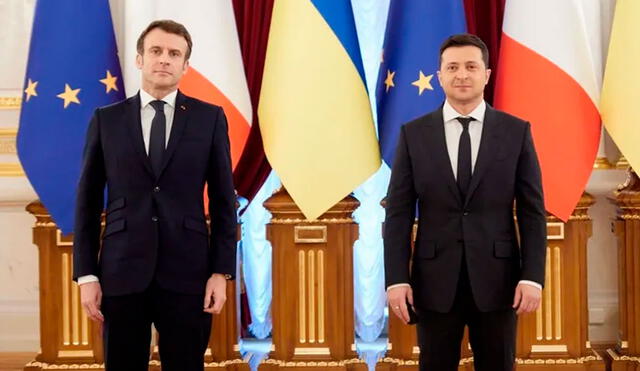 El presidente de Francia, Emmanuel Macron (izquierda), y el presidente de Ucrania, Volodímir Zelenski. Foto: Presidencia de Ucrania