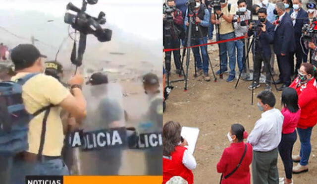 El presidente Pedro Castillo, en sus últimas actividades, viene criticando la labor de los medios de comunicación. Foto: composición Captura de ATV/ Presidencia