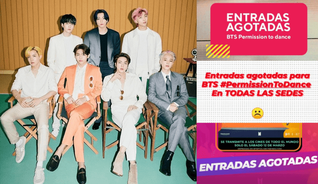 Fans de BTS agotaron las entradas para ver Permission to dance on stage en Seúl desde los cines peruanos. Foto: composición/BIGHIT/Cineplanet/Cinemark/Cinépolis