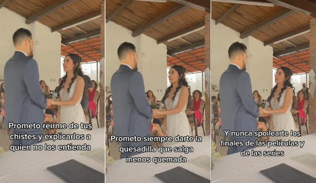 La joven de usuario @alismeneses compartió más videos en sus redes de los votos matrimoniales que hizo con su pareja. Foto: captura de TikTok